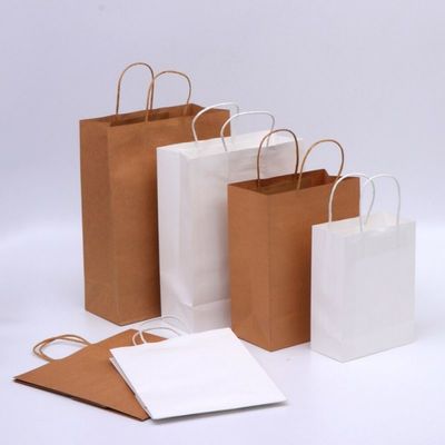 Túi giấy kraft ống đồng màu nâu môi trường có in logo 28 * 22cm