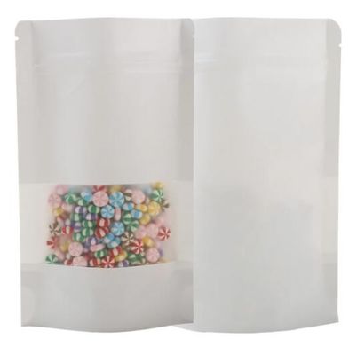 Doypack Túi giấy có thể hàn kín nhiệt Đứng lên Túi giấy Kraft với cửa sổ mờ