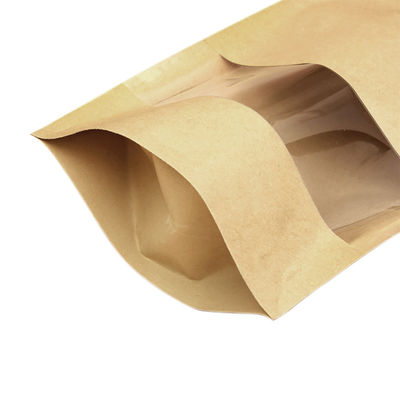 Túi đựng giấy PE Kraft có thể uốn lại được in tùy chỉnh với cửa sổ