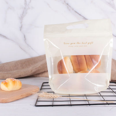 In logo tùy chỉnh Đứng lên Túi bao bì bánh mì bằng nhựa Tiêu chuẩn OEM có tay cầm