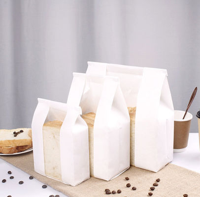 Túi giấy đựng bánh mì trắng có cửa sổ SGS Túi bao bì bánh mì
