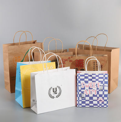 Túi giấy kraft ống đồng màu nâu môi trường có in logo 28 * 22cm