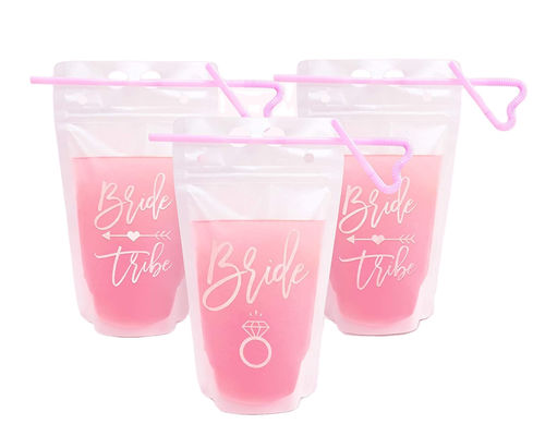 Sử dụng trong bữa tiệc Thể thao 16OZ Túi bao bì chất lỏng có tay cầm rơm