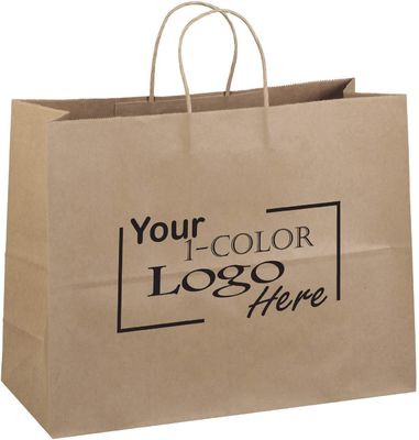 Túi giấy có tay cầm xoắn FSC Túi giấy màu nâu trắng 30-160gsm được in logo