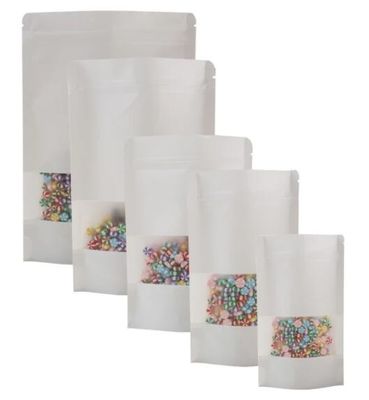 Doypack Túi giấy có thể hàn kín nhiệt Đứng lên Túi giấy Kraft với cửa sổ mờ