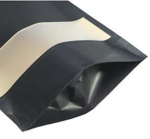 Đa kích thước Doypack Đứng lên Túi giấy có thể hàn nhiệt Kraft màu đen có cửa sổ