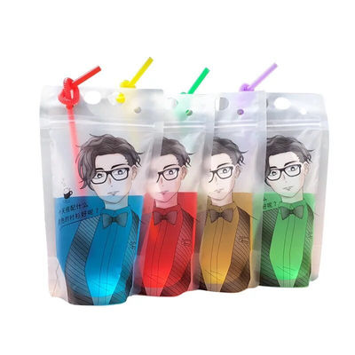 Túi đựng đồ uống MBOPP Bao bì Flexiloop Xử lý Túi đựng đồ uống 16 oz với ống hút