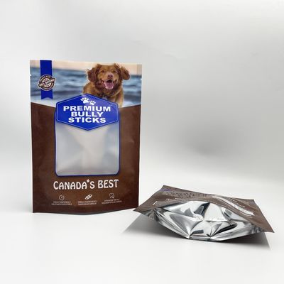 Side Gusset Aluminium Foil bên trong Điều trị cho chó tùy chỉnh Đứng lên Túi khóa dây kéo màu xanh