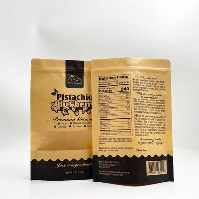 Giấy Kraft có thể phân hủy sinh học Túi đựng đồ ăn nhẹ có dây kéo Bằng chứng độ ẩm